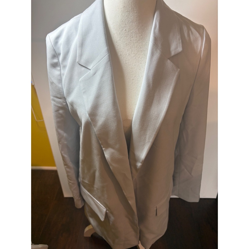 ALLSAINTS Size 6 Women's Blazer Light Blue Gray Aleida Tri Open Jacket Tailored